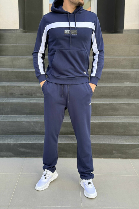 SIMPLE HOODIE+ SWEATPANTS MEN SET BLUE/BLU - KLAUDIO FASHION