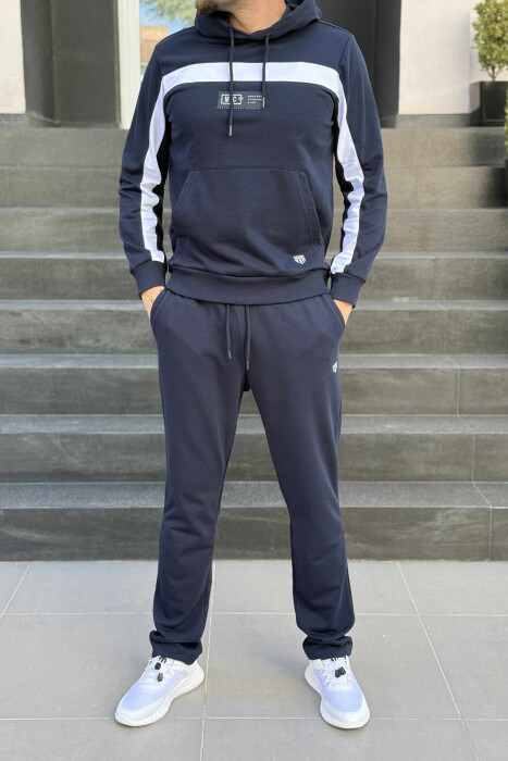 SET HOODIE E THJESHTË+TUTA PËR MESHKUJ NË NGJYRË BLU TË ERRËT 