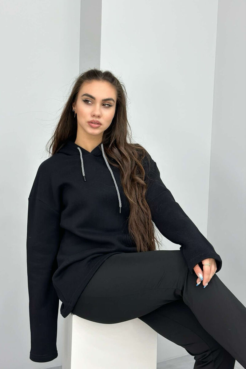 SIMPLE FLYFFY HOODIE WOMAN BLACK/ E ZEZE - 2