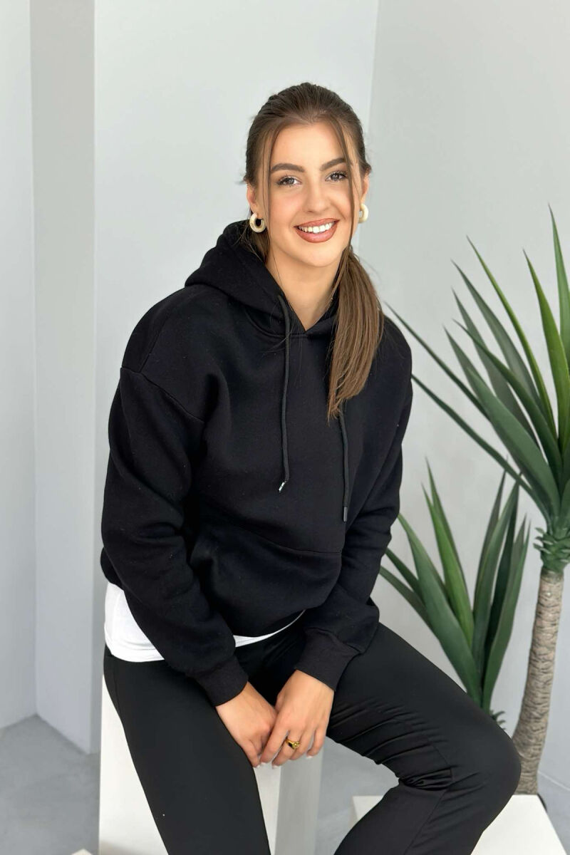 SIMPLE HOODIE WOMAN BLACK/ E ZEZE - 5