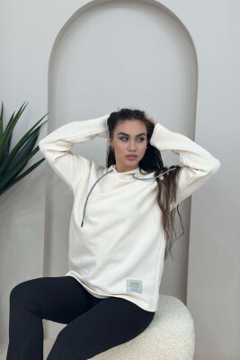 SIMPLE FLYFFY HOODIE WOMAN CREAM/KREM 