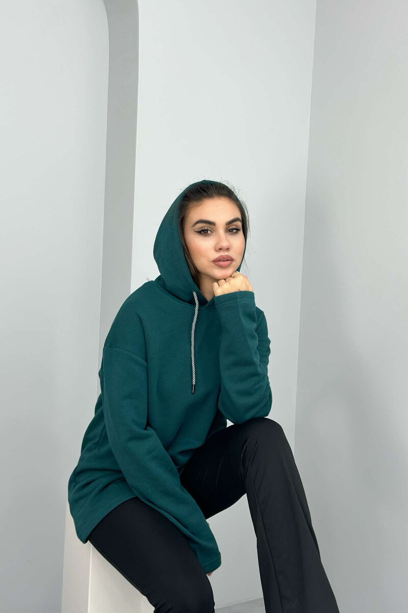 SIMPLE FLYFFY HOODIE WOMAN DARK GREEN/JEE - 3