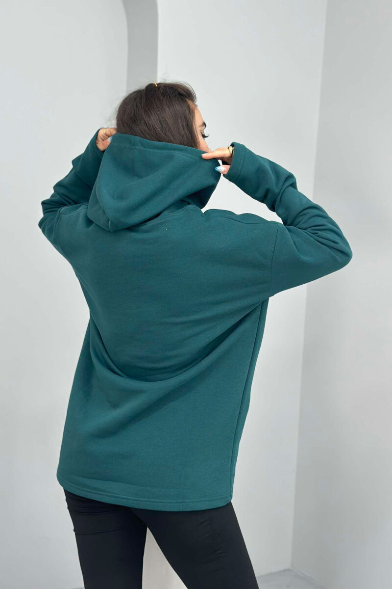 SIMPLE FLYFFY HOODIE WOMAN DARK GREEN/JEE - 5