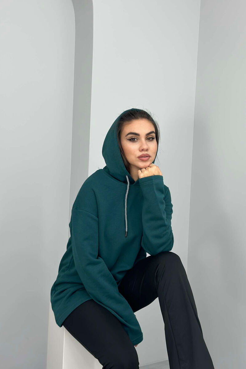 SIMPLE FLYFFY HOODIE WOMAN DARK GREEN/JEE - 6