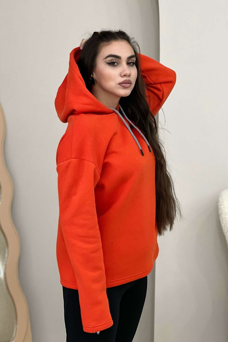 SIMPLE FLYFFY HOODIE WOMAN ORANGE/PORTOKALLI - 2