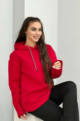 SIMPLE FLYFFY HOODIE WOMAN RED/E KUQE 