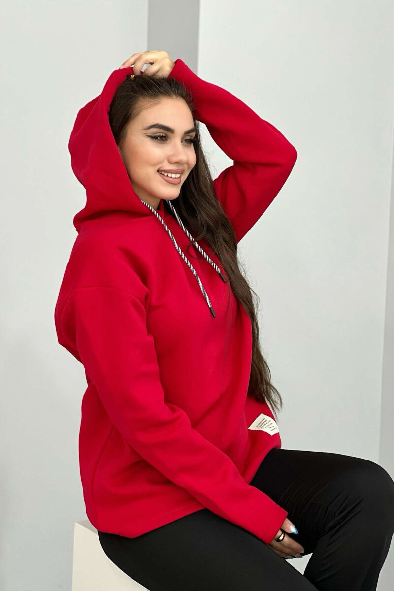 SIMPLE FLYFFY HOODIE WOMAN RED/E KUQE - 4