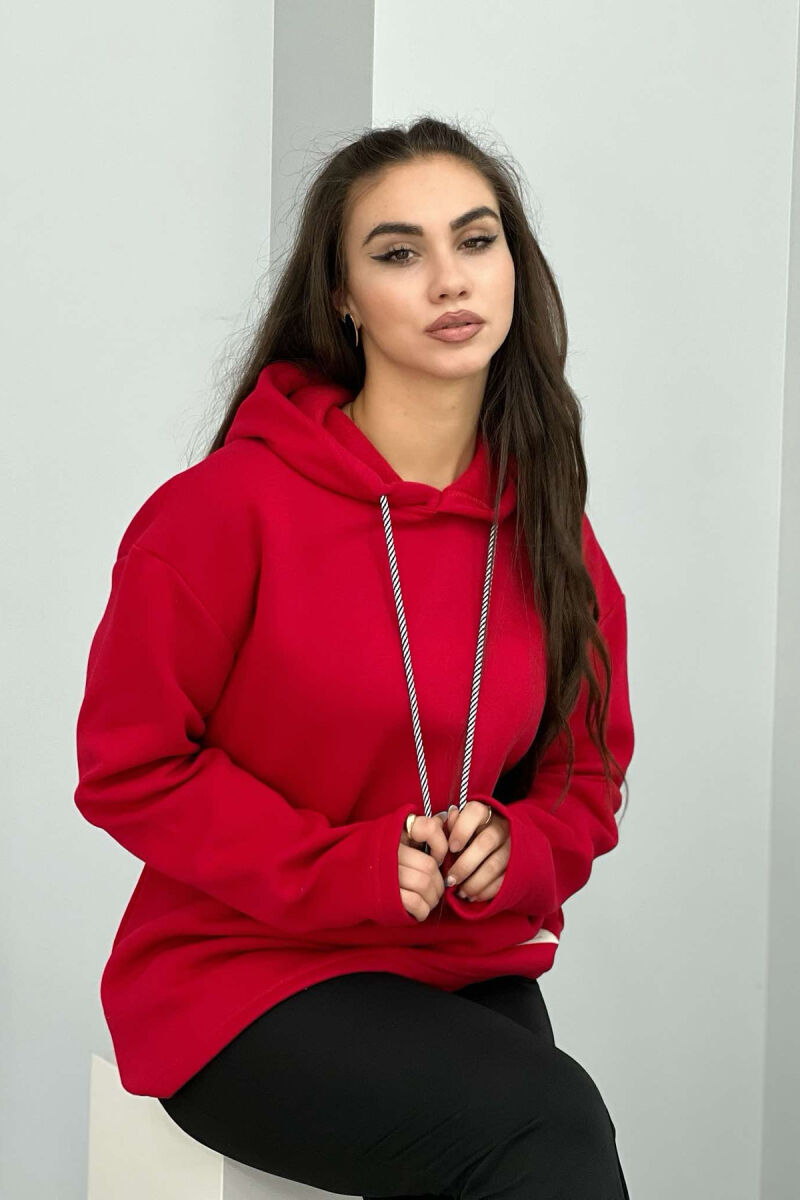 SIMPLE FLYFFY HOODIE WOMAN RED/E KUQE - 6