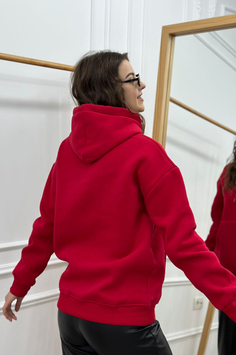 SIMPLE HOODIE WOMAN RED/E KUQE - 3