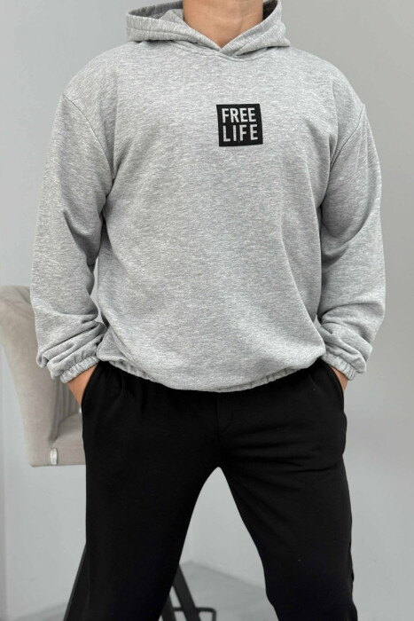 SIMPLE HOODIE+JOGGERS MEN SET GREY/BLACK-GRZE - 5