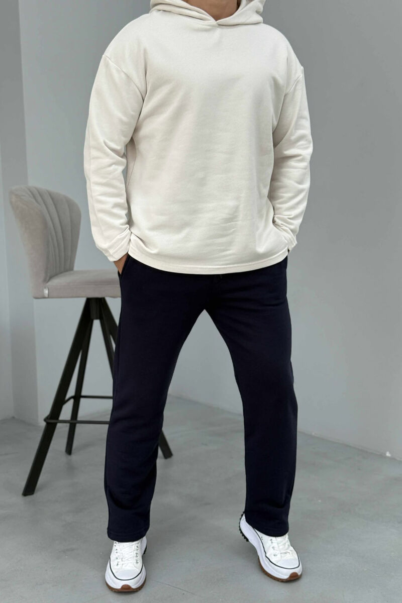 SIMPLE HOODIE+SWEATPANTS MEN SET CREAM-BLUE/KREM-BLU - 1