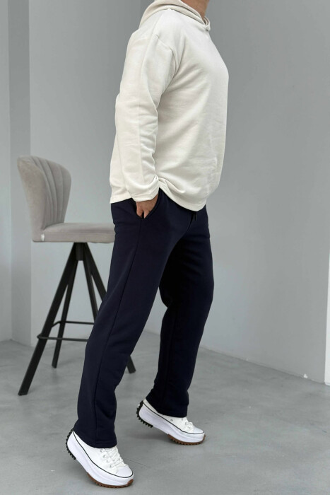 SIMPLE HOODIE+SWEATPANTS MEN SET CREAM-BLUE/KREM-BLU - 2