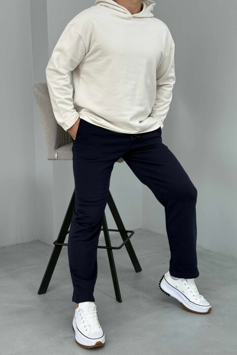 SIMPLE HOODIE+SWEATPANTS MEN SET CREAM-BLUE/KREM-BLU - 3
