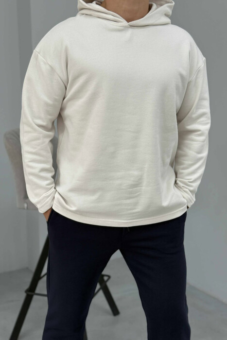 SIMPLE HOODIE+SWEATPANTS MEN SET CREAM-BLUE/KREM-BLU - 4
