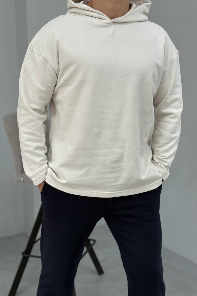 SIMPLE HOODIE+SWEATPANTS MEN SET CREAM-BLUE/KREM-BLU - 4