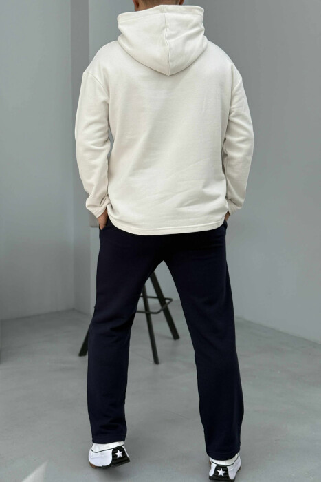 SIMPLE HOODIE+SWEATPANTS MEN SET CREAM-BLUE/KREM-BLU - 5