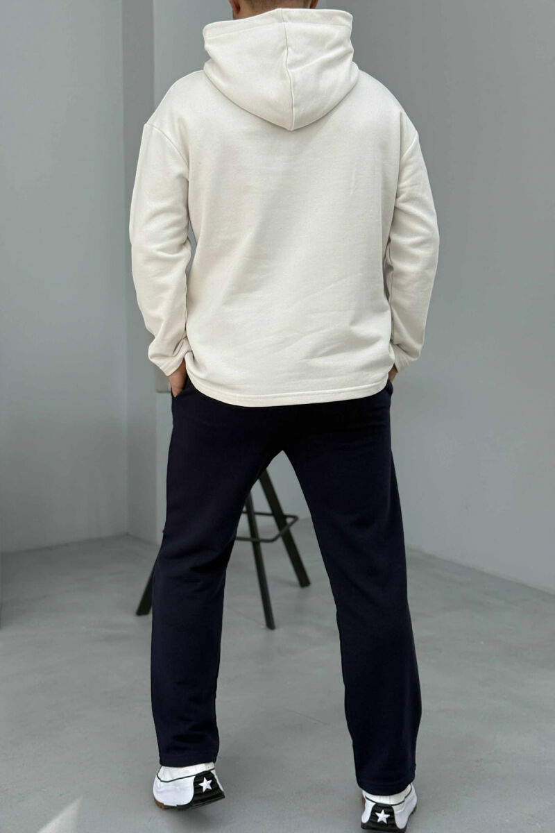 SIMPLE HOODIE+SWEATPANTS MEN SET CREAM-BLUE/KREM-BLU - 5