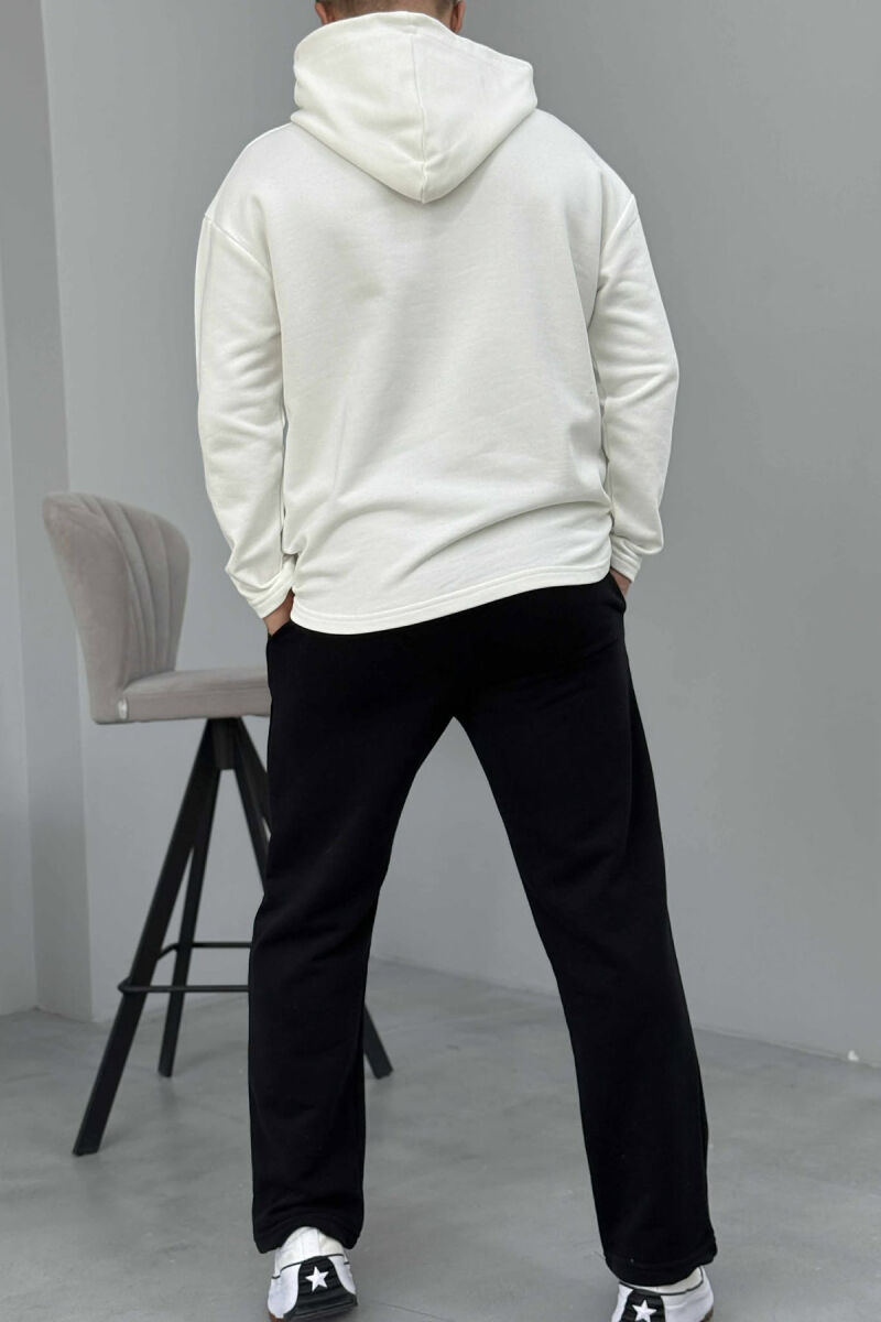 SIMPLE HOODIE+SWEATPANTS MEN SET WHITE-BLACK/BAZE - 2
