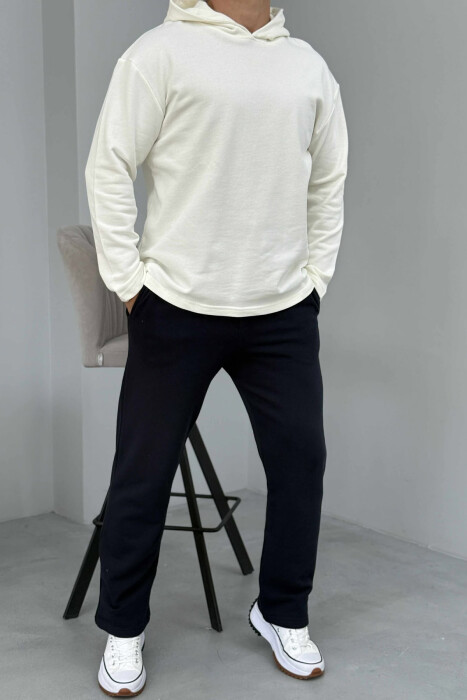 SIMPLE HOODIE+SWEATPANTS MEN SET WHITE-BLUE/BABL - 1