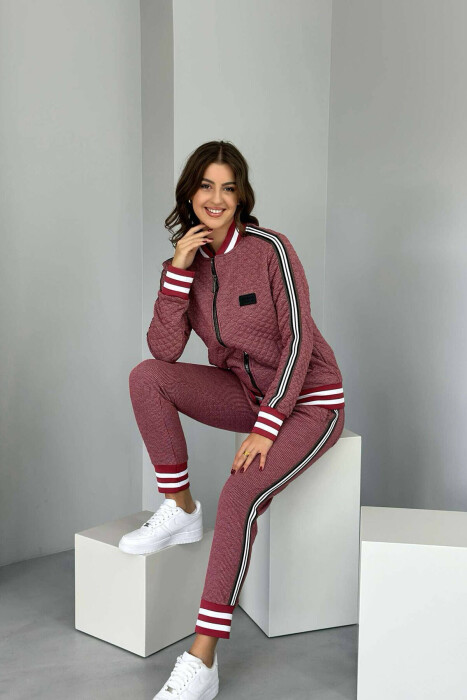 SIMPLE JACKET+JOGGERS WOMEN SET BURGUNDY/VISHNJE - 2