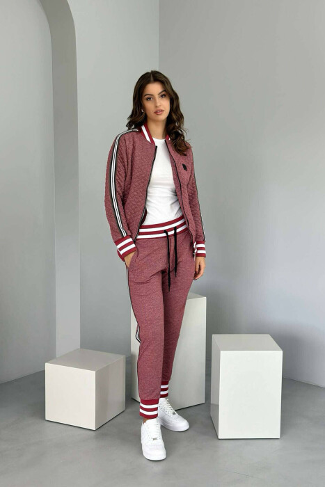 SIMPLE JACKET+JOGGERS WOMEN SET BURGUNDY/VISHNJE - 3