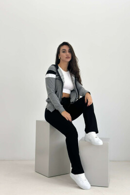 SIMPLE JACKET+SWEATPANTS WOMEN SET GREY/BLACK-GRZE 