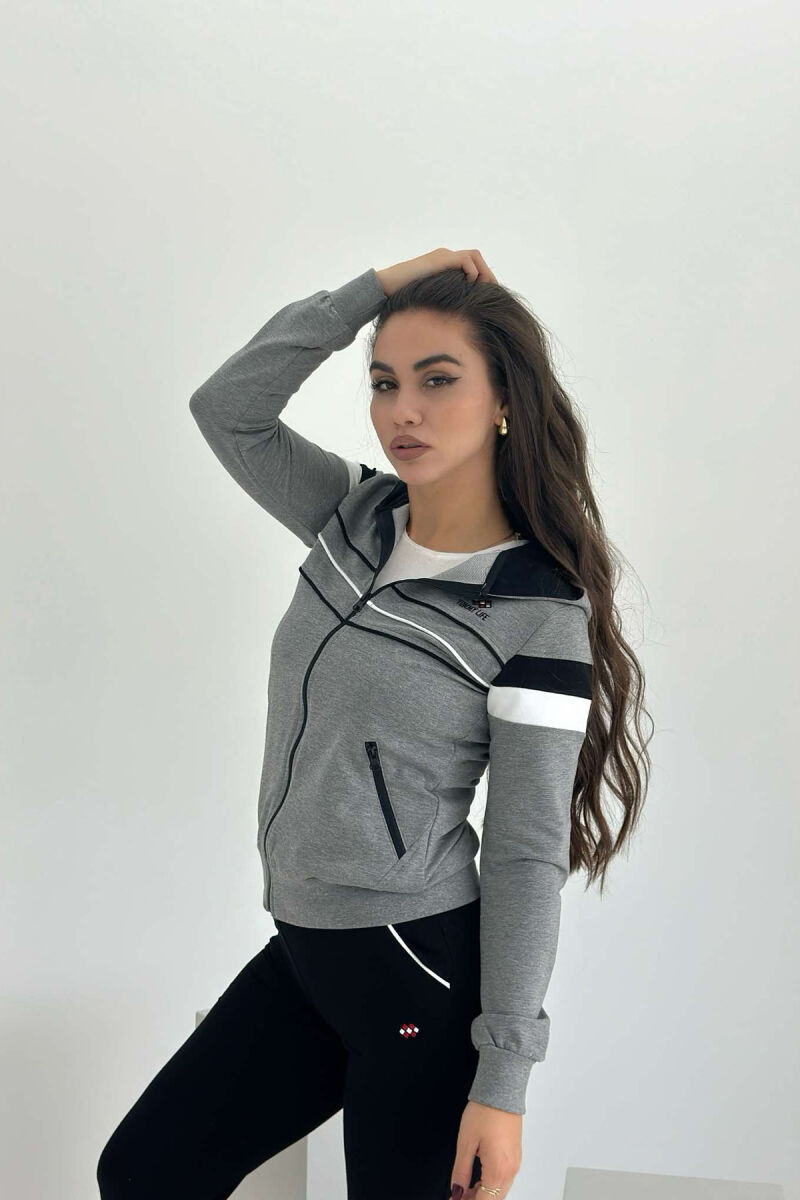 SIMPLE JACKET+SWEATPANTS WOMEN SET GREY/BLACK-GRZE - 2