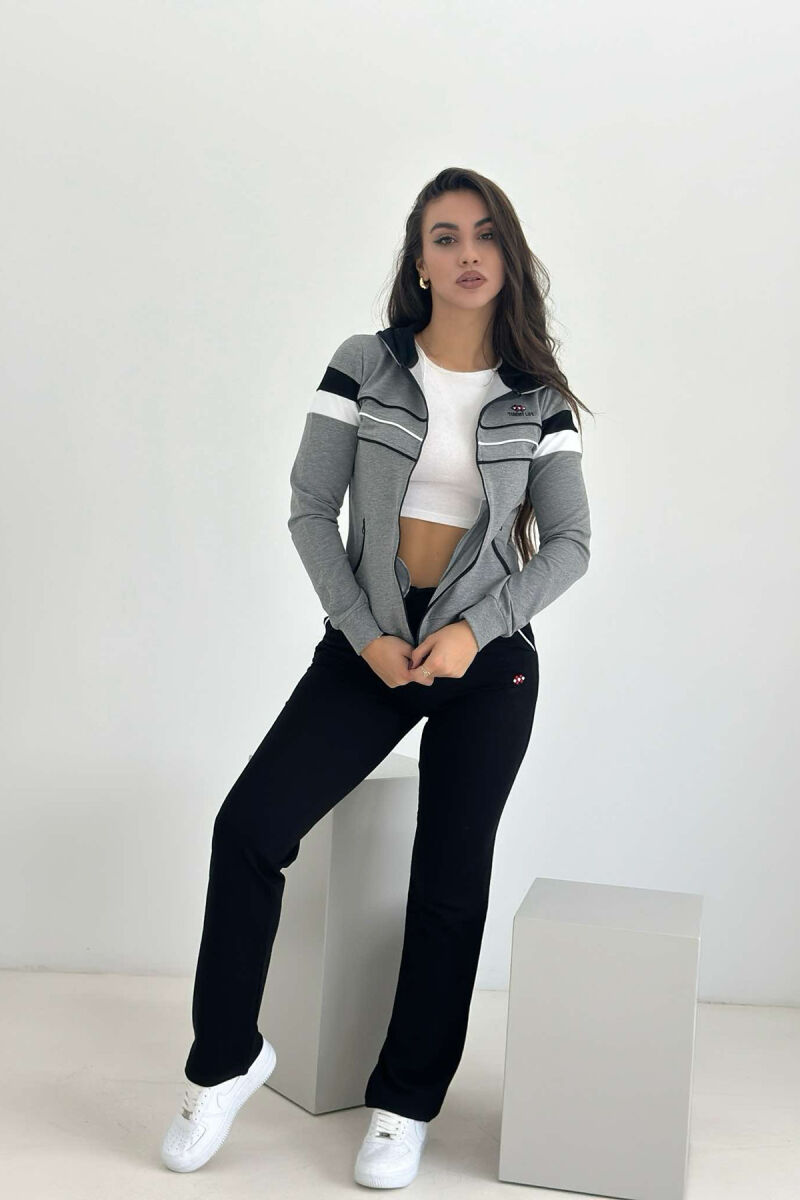 SIMPLE JACKET+SWEATPANTS WOMEN SET GREY/BLACK-GRZE - 3