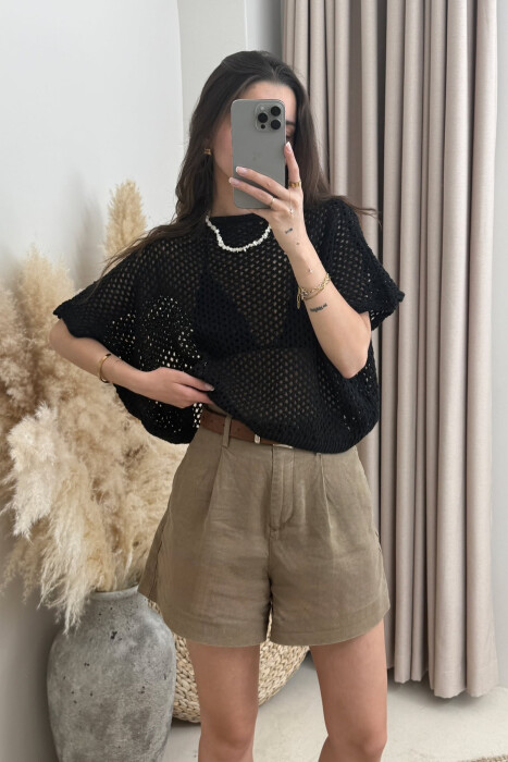 SIMPLE KNIT WOMAN CROP TOP BLACK/ E ZEZE - KLAUDIO FASHION