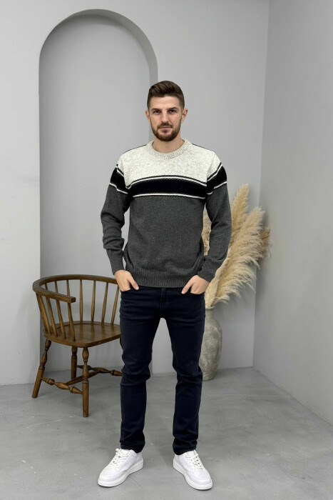 TRIKO E THURRUR E THJESHTE PER MESHKUJ NE NGJYRE GRI TE ZBARDHUR - KLAUDIO FASHION