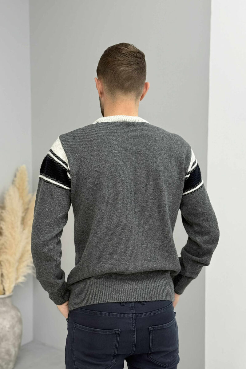 SIMPLE KNITTED MEN SWEATER LIGHT GREY/GZ - 4