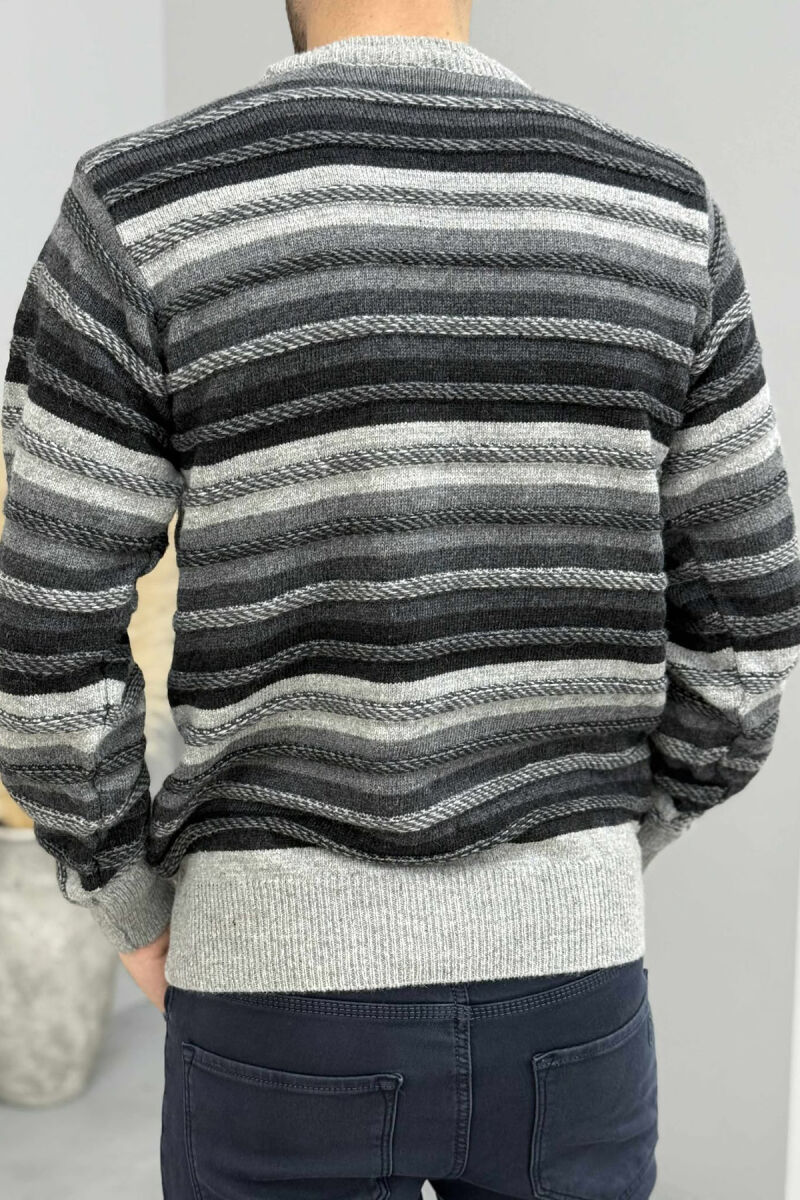 SIMPLE KNITTED STRIPES MEN SWEATER LIGHT GREY/GZ - 4