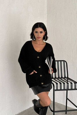 SIMPLE KNITTED WOMEN CARDIGAN BLACK/ E ZEZE 