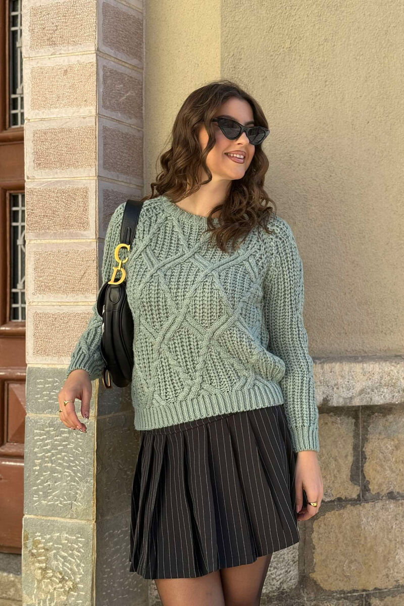 SIMPLE KNITTED WOMEN SWEATER MINT/MENTE - 5