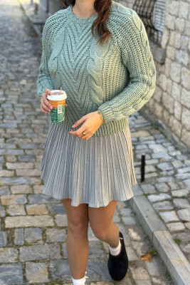 SIMPLE KNITTED WOMEN SWEATER MINT/MENTE 