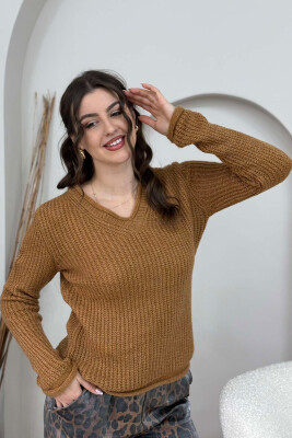 SIMPLE KNITTED WOMEN SWEATER MUSTARD/MUSTARDE 