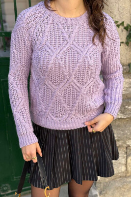 SIMPLE KNITTED WOMEN SWEATER PURPLE/LEJLA 