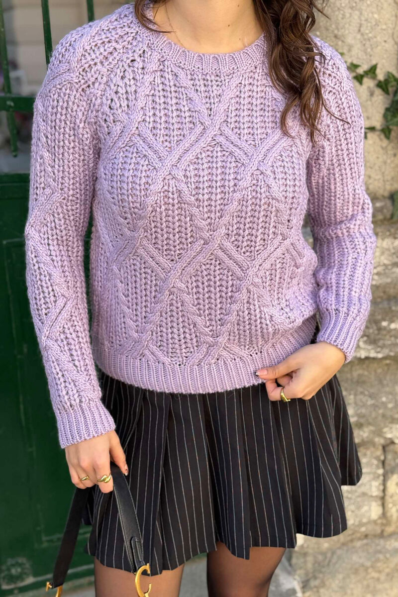 SIMPLE KNITTED WOMEN SWEATER PURPLE/LEJLA - 1