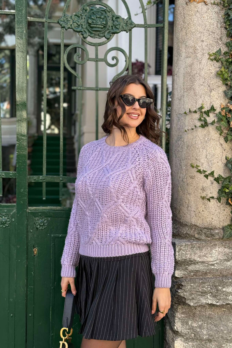 SIMPLE KNITTED WOMEN SWEATER PURPLE/LEJLA - 3