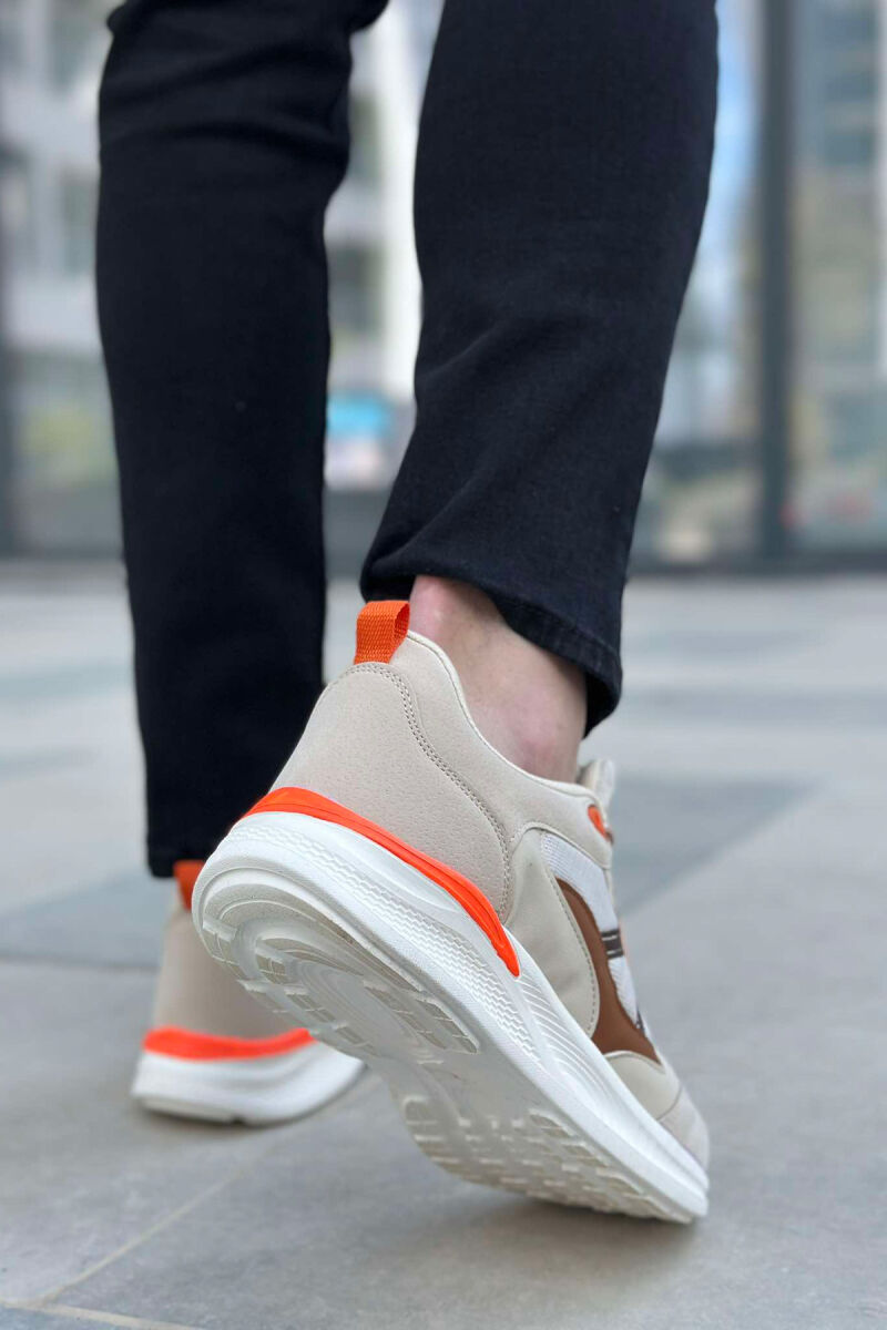 SIMPLE LACING MEN SNEAKERS BEIGE+BROWN/BEZHE+KAFE - 4