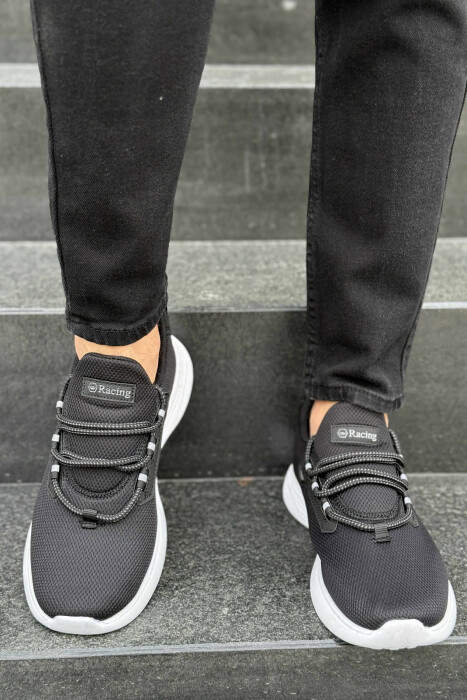 SIMPLE LACING MEN SNEAKERS BLACK-WHITE/ZEBA - 4