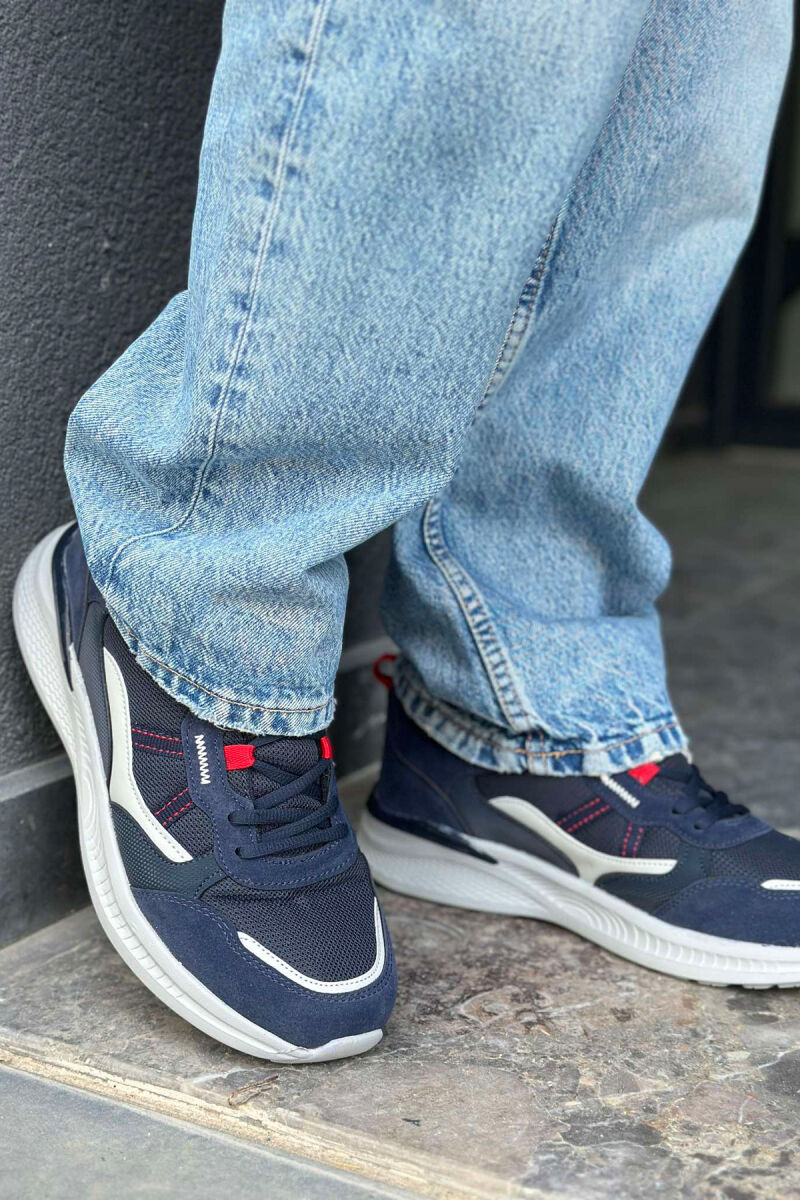 SIMPLE LACING MEN SNEAKERS DARK BLUE/BEE - 2