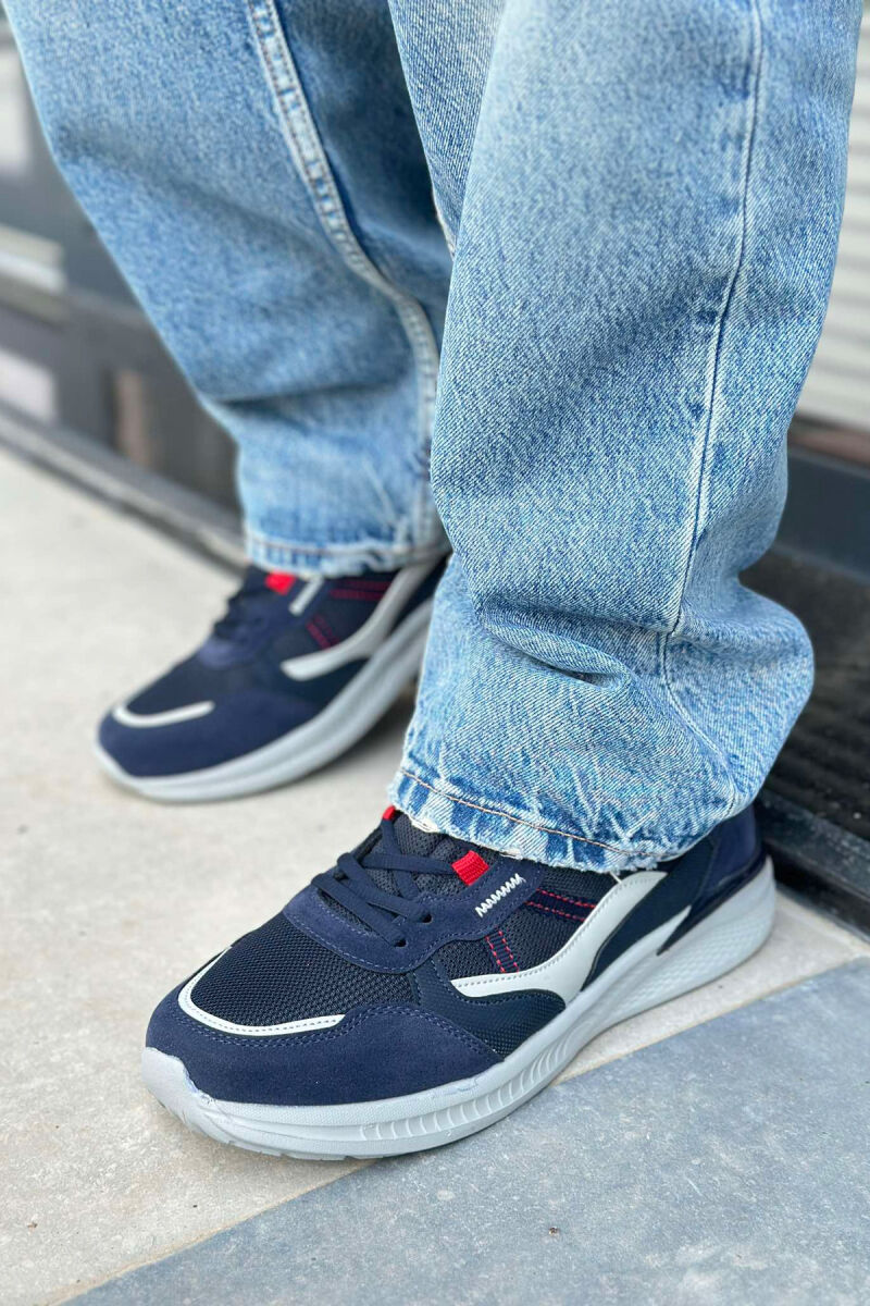 SIMPLE LACING MEN SNEAKERS DARK BLUE/BEE - 4