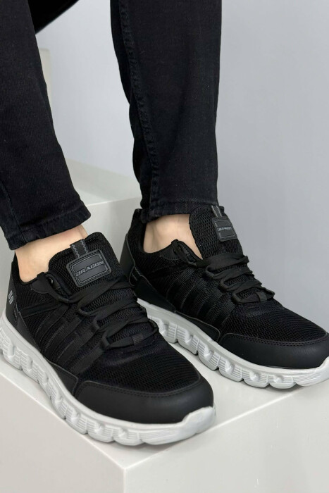 SIMPLE LACING PLATFORM MEN SNEAKERS BLACK-GREY/ZEGR - KLAUDIO FASHION