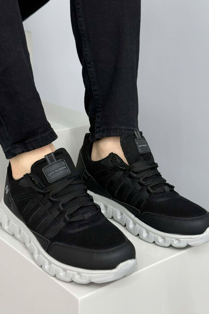 SIMPLE LACING PLATFORM MEN SNEAKERS BLACK-GREY/ZEGR - 1