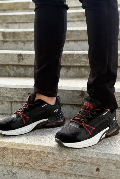 SIMPLE LACING PLATFORM MEN SNEAKERS BLACK-RED/ZEKU 