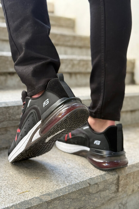 SIMPLE LACING PLATFORM MEN SNEAKERS BLACK-RED/ZEKU - 2