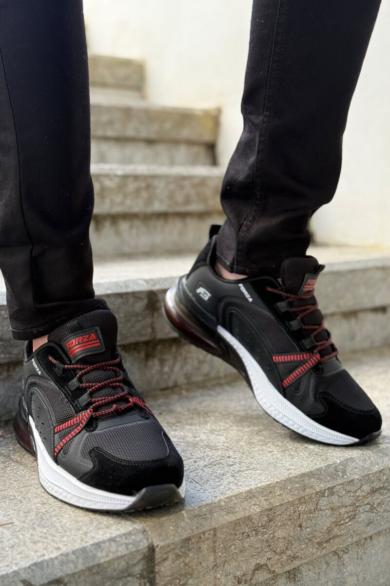 SIMPLE LACING PLATFORM MEN SNEAKERS BLACK-RED/ZEKU - 3