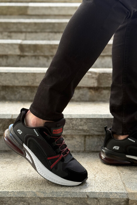 SIMPLE LACING PLATFORM MEN SNEAKERS BLACK-RED/ZEKU - 4