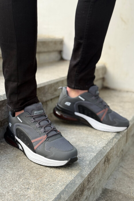 SIMPLE LACING PLATFORM MEN SNEAKERS GREY/GRI - KLAUDIO FASHION